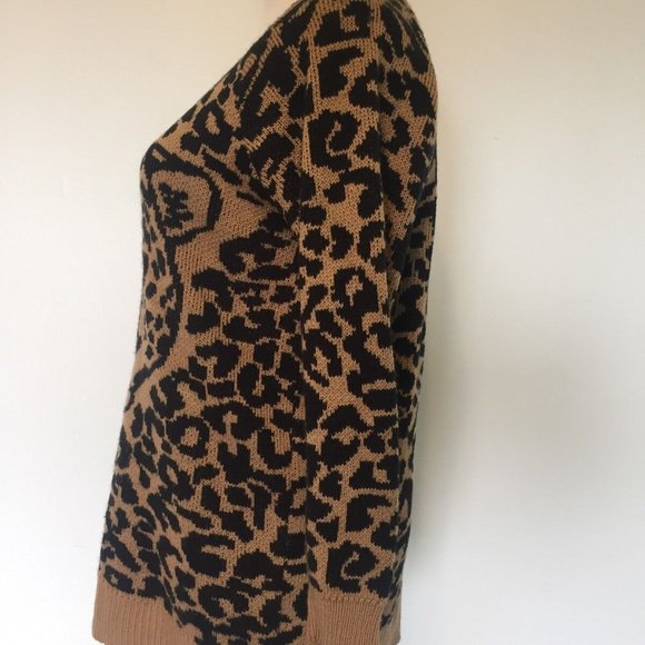 COTTON EMPORIUM Leopard Knit Cardigan Sweater S - Picture 5 of 7